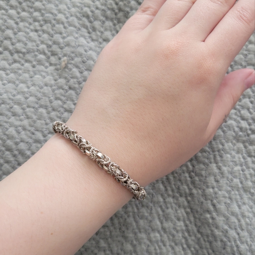 Fancy sterling silver Byzantine bracelet